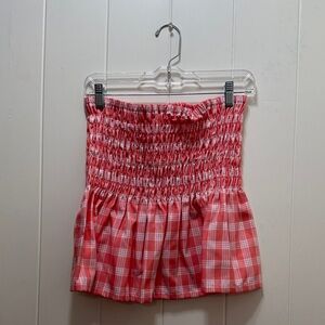 Coral Pink / Guava Palaka Strapless Top